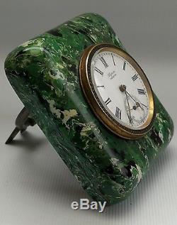 Vtg Deco Green Bakelite Plojoux Geneve Swiss Desk Clock Pocket Watch Movement