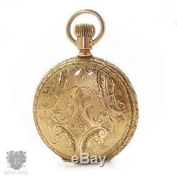 WALTHAM antique solid 14k gold pocket watch running but requires work