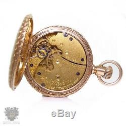 WALTHAM antique solid 14k gold pocket watch running but requires work