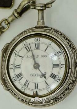 WOW! Antique Georgian silver Repousse case Verge Fusee Repeater watch. J. Rose&Son