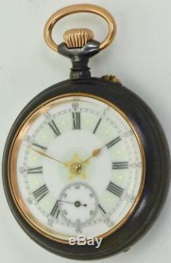 WOW! One of a kind antique Swiss gunmetal&enamel AUTOMATON Erotic pocket watch