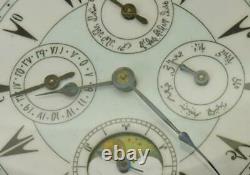 WOW! Rare MINT condition antique full calendar&Moon phase pocket watch. Ottoman