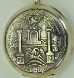 WOW! Unique antique Omega silver Masonic chased case pocket watch c1900