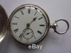 W. Erhardt antique full hunter sterling silver pocket watch. 1888. Working