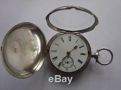 W. Erhardt antique full hunter sterling silver pocket watch. 1888. Working