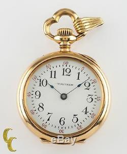 Waltham Ruby 14k Yellow Gold Open Face Antique Pocket Watch Size 0 15J 1901