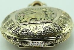 Waltham USA Antique 14ct solid gold keyless wind fob watch In Good Working Order