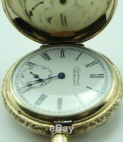 Waltham USA Antique 14ct solid gold keyless wind fob watch In Good Working Order