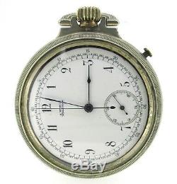 Waltham Watch Co. A. W. Silver Antique Chronograph Pocket Watch 54 MM