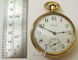 Working Antique Gold Plate Waltham Fob Pocket Watch Edwardian 1908 610 Grade
