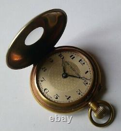 Working Rolled Gold Half Hunter Pocket Watch Vintage Fob Antique