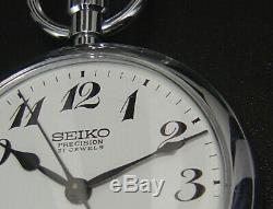 Working Seiko Precision Second Setting Vintage 50mm Hand-Winding Pocket Watch
