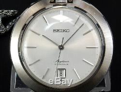 Working Seiko Skyliner 1969 Vintage 42mm Hand-Winding Pocket Watch 6102 Japan