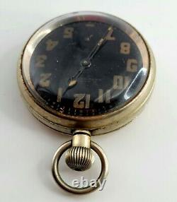 Ww1 British Army Pocket Watch Black Dial Military Vintage Fob Antique Wwi Trench