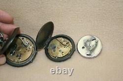 X 2 Antique Junghans The Glow Worn And Other Gunmetal Alarm Pocket Watches For S