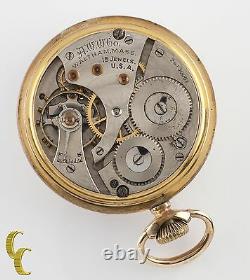 Yellow Gold Filled Antique Waltham Crescent St. Open Face Pocket Watch 16S 15J