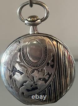 Zora Pocket Watch Silver Man Woman Case Chiseled by Hand Antique From Repairs